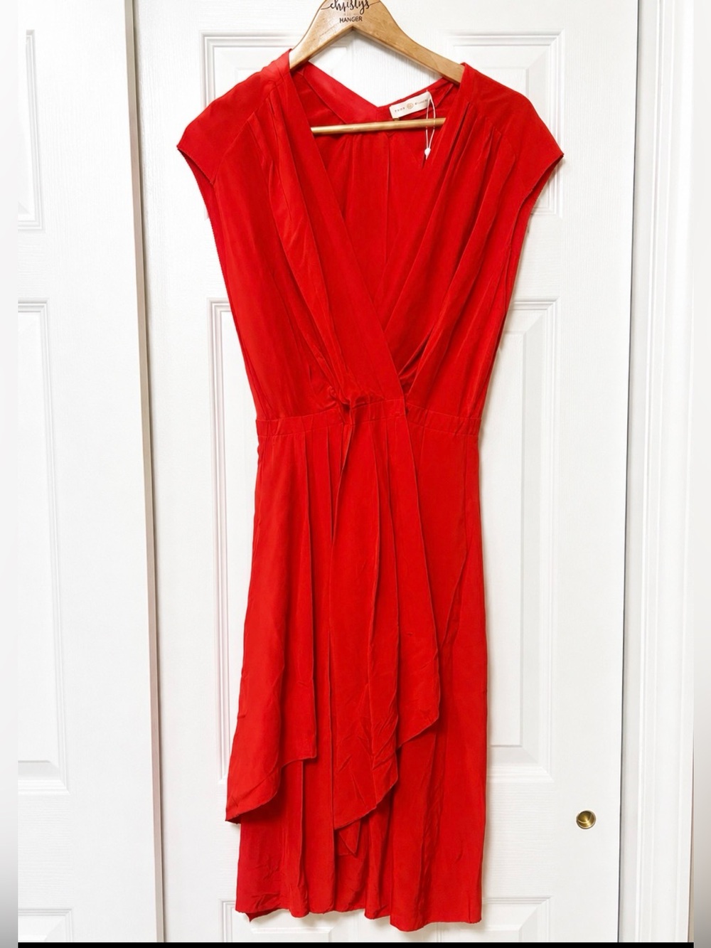 Tory Burch Red Silk Wrap Dress Cap Sleeve Size 4 NWT